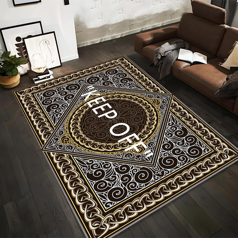 

Luxury Geometric Pattern Carpet with Gold and Black Design Suitable for use as an anti-slip for living room bedroom sofas 40x60cm( 15x23in )