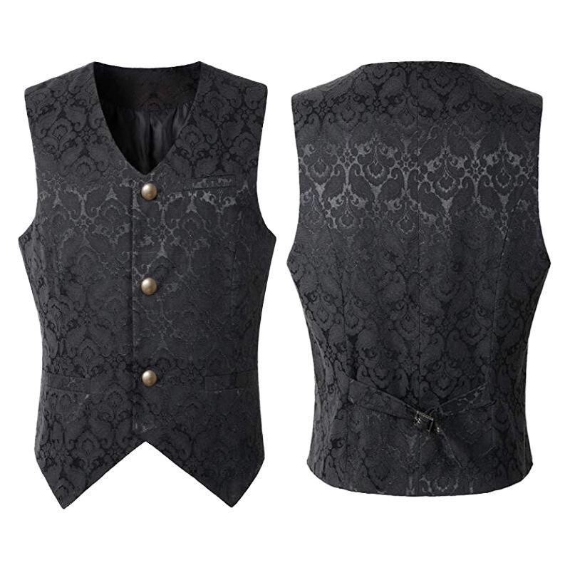 2025 Gothic Medieval Men's Vest and Waistcoat Set for Spring/Autumn - European & American Style Stage Costume