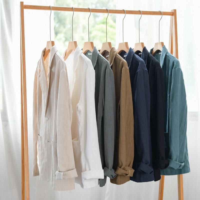Men's Striped Short-Sleeve Casual Linen Suit for Spring & Autumn - Youthful, Handsome, and Popular (Model Y803)