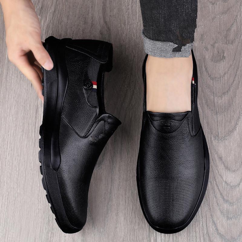 Fashion Genuine Leather Mens Loafers Non Slip Walking Flats Breathable Outdoor Slip On Casual Shoes Male Driving Sneakers Business Shoes