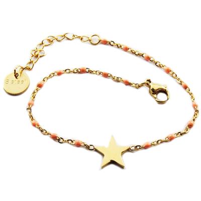 [R0253] - Steel Designer Bracelet 'Une Etoile Est Née' Pink Blush Gold - 10x10 Mm