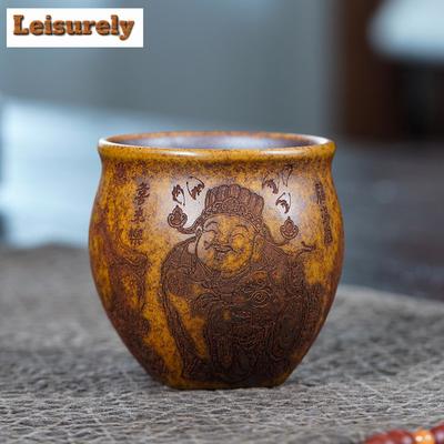 210 ml Yixing Zisha Cztery Bóstwa Bogactwa Filiżanka do Herbaty Estetyczna Miseczka do Herbaty Pojedyncze Filiżanki Filiżanka do Degustacji Herbaty Filiżanka do Wąchania Chazhan Filiżanki Mistrzowskie Cha