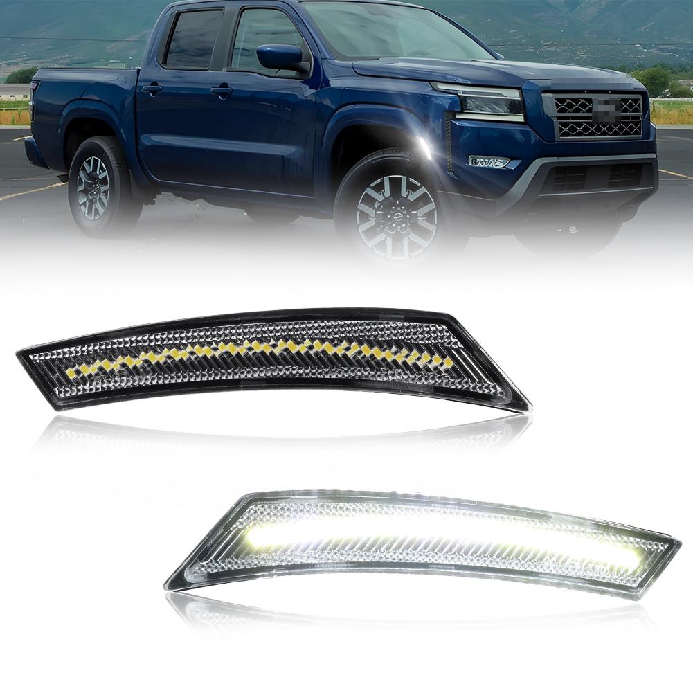 2Pcs Front Corner Side Marker Light Fender Light Turn Signal Light Reflector Light With LED For 2024+ Nissan Frontier