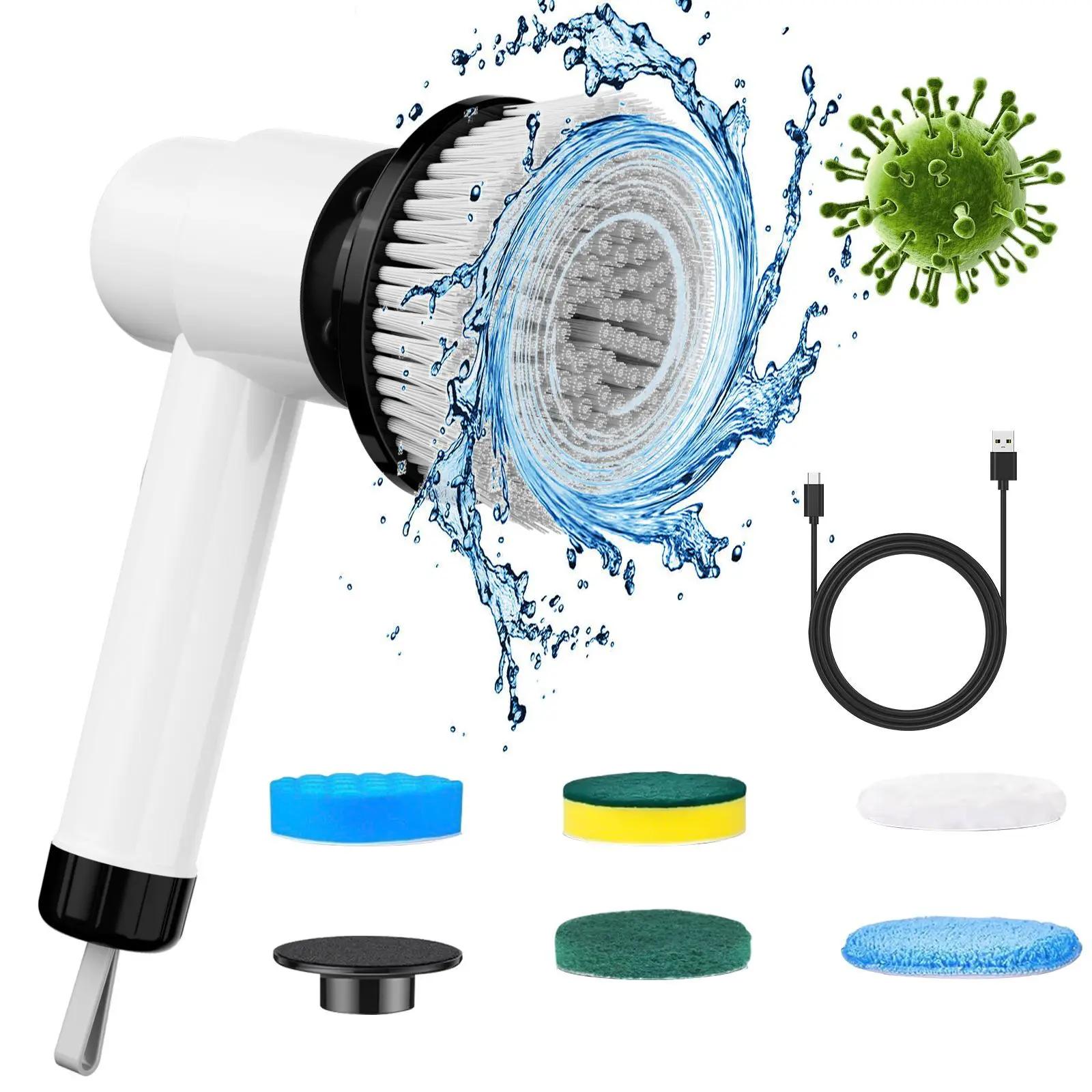 

6 in 1 Home Electric Cleaning Brush Multifunctional Waterproof Handheld for Kitchen Cleaning and Floor Cleaning Home белый