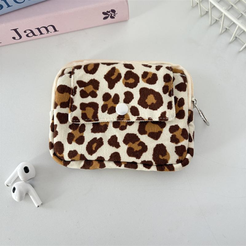 New Flower Dot Bow Print Color Coin Purse Square Hasp Zipper Corduroy Money Card Lipstick Wallet Portable Mini Card Holder Wallet