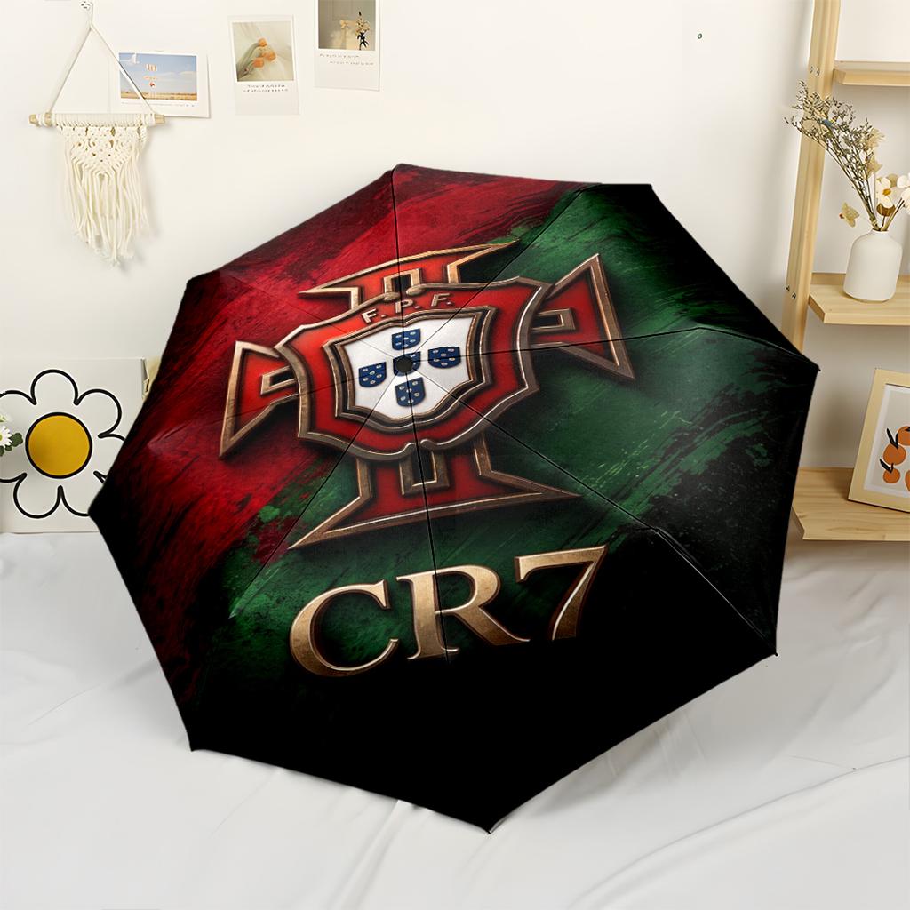 Portugal's Cr7 Crest Automatic Umbrella Compact 8-Rib Lightweight Compact Design for Outdoor Daily Use Fashion Lovers