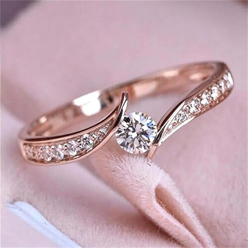 Minimalist Engagement Wedding Rings for Women Round Cubic Zirconia Simple Elegant Female Accessories 2022 Fashion Jewelry