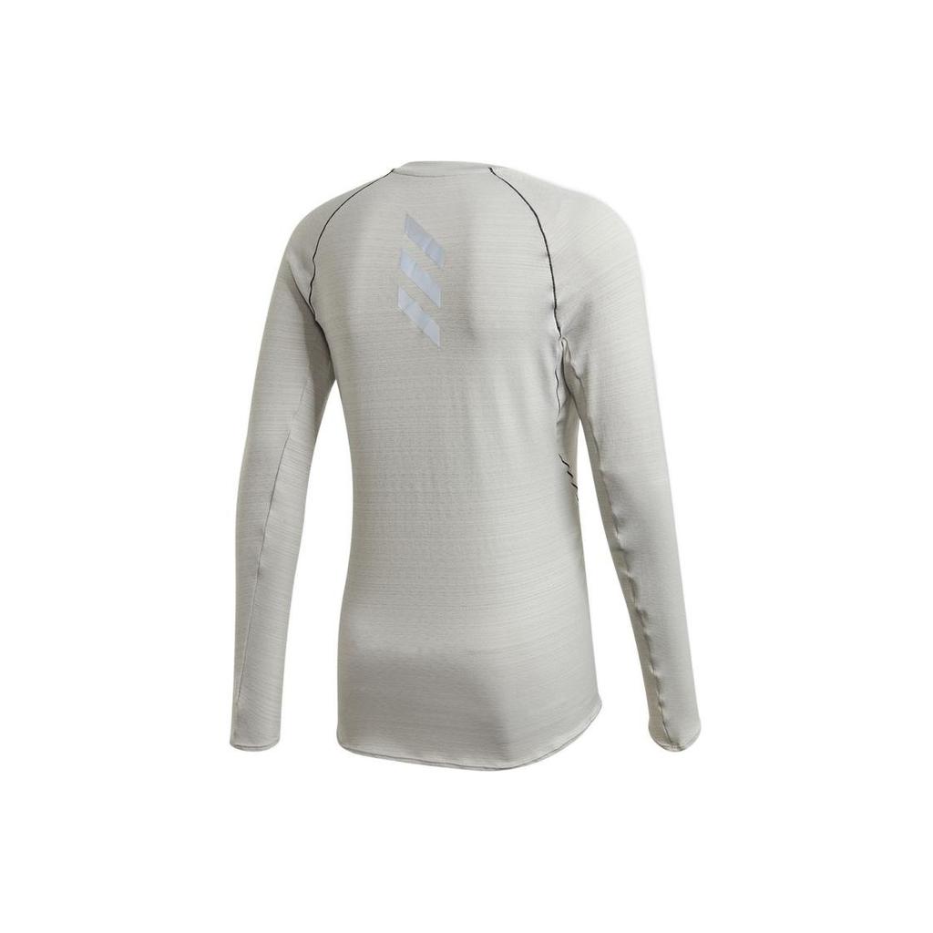 Adidas Logo Print Solid Color Thumb Hole Running Long Sleeve T-Shirt Men Tops Light-Grey GC6732
