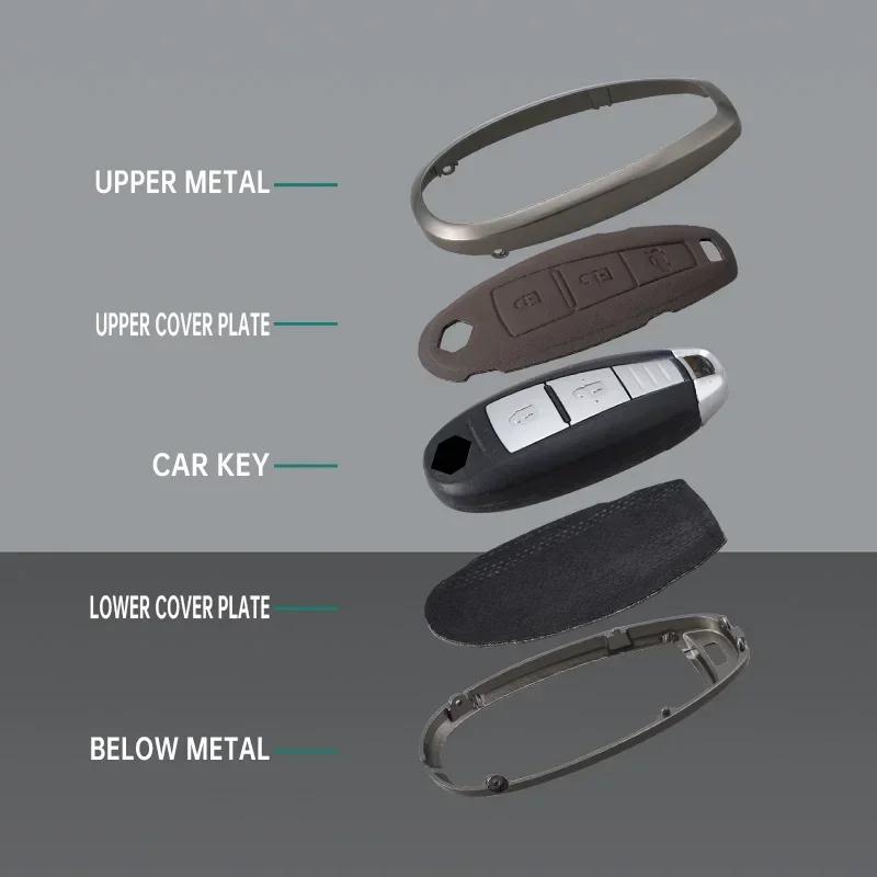 Interior Mouldings Car leather zinc alloy key case For Suzuki S-Cross eitrga Swift car key chain metal key Shell interior decora