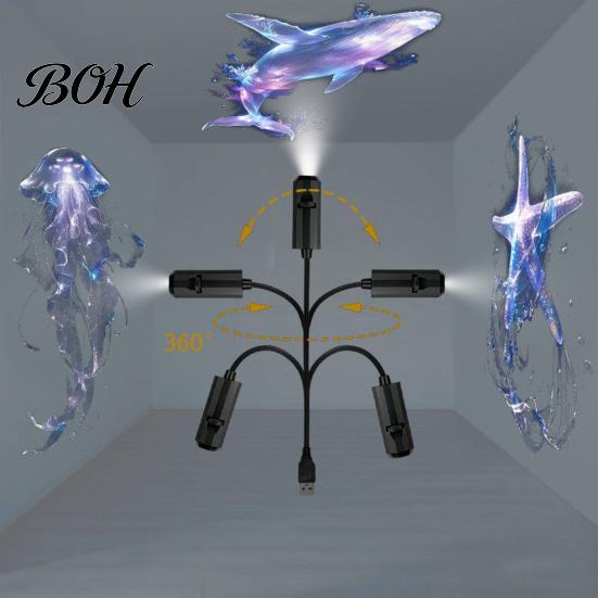 Party Projector Light USB Butterfly Lamp, Mini LED Projection with 6 Films, Night Lamp for Car, Bedroom Ceiling Decoration Adjustable
