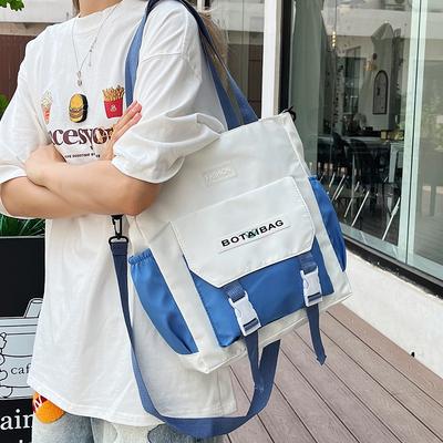 Student Tutoring Bag Contrasting Color Women's Bag New Shoulder Bag Sweet Messenger Bag