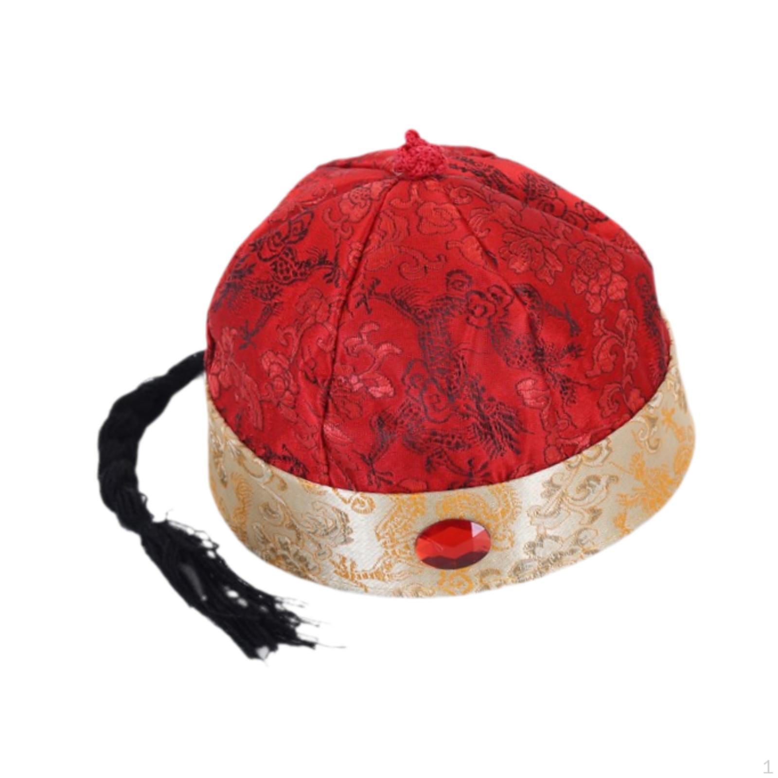 

Китайская восточная шляпа императора для костюмированной вечеринки Dark Red 58cm