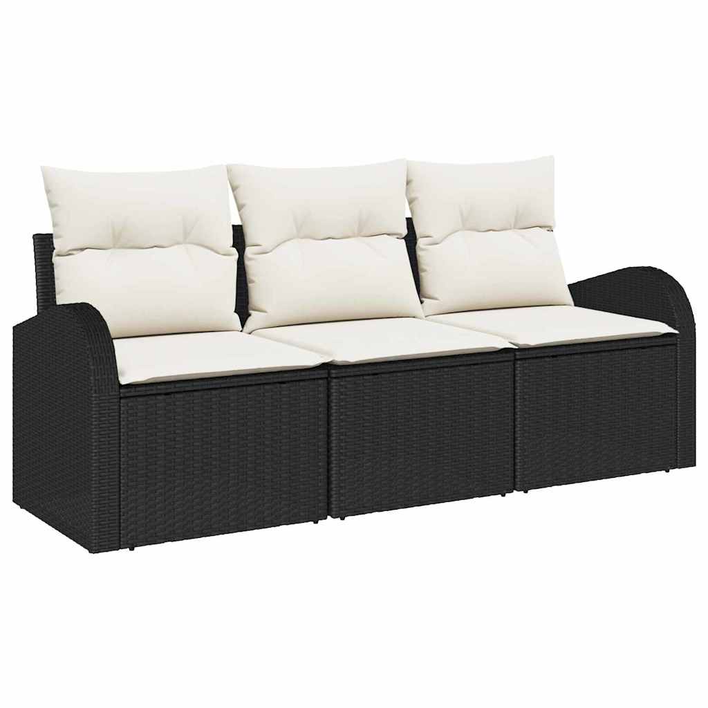 Garden Sofa Set Black Poly Rattan