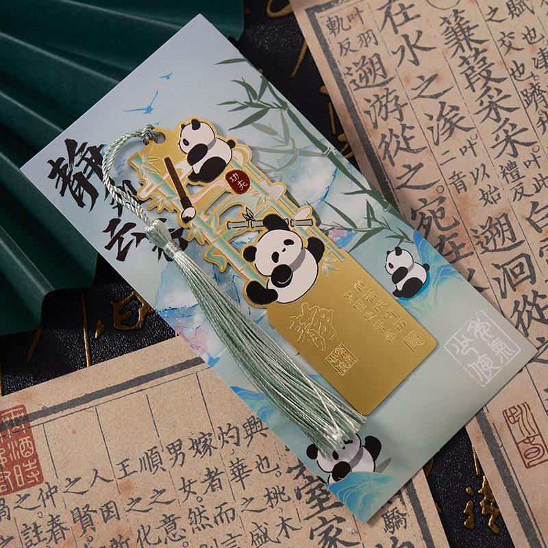 Panda Hollow Out Metal Bookmark Gift Box Classical Chinese Style Cultural Souvenir Graduation Gift
