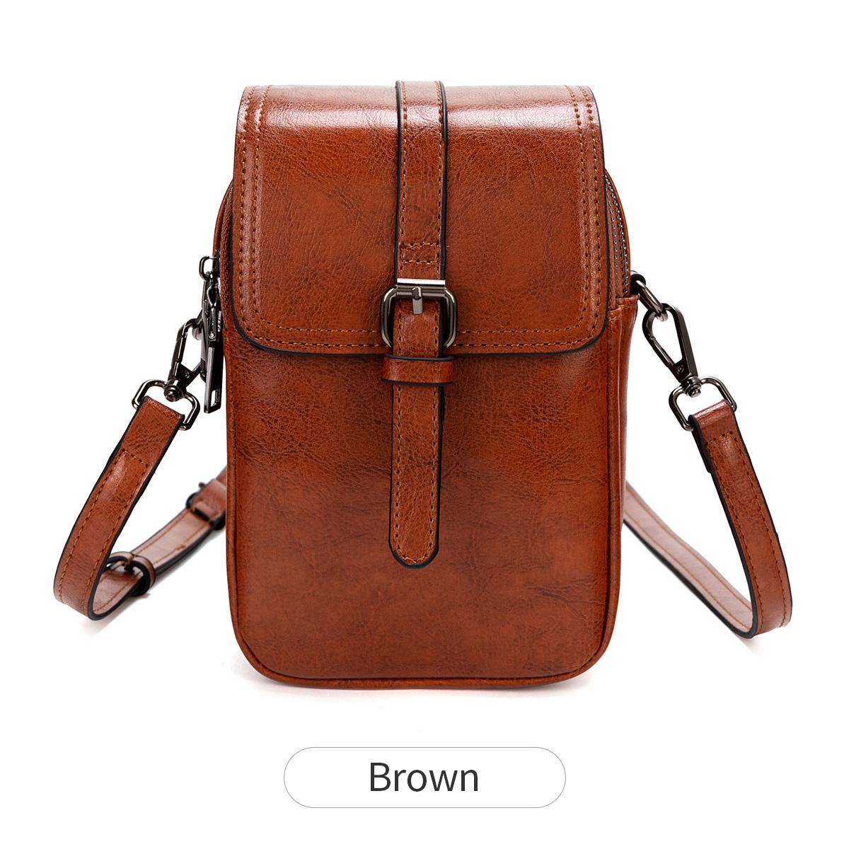 

Женская сумка через плечо в стиле ретро с масляным воском из искусственной кожи, двухслойный клапан, большая вместимость, сумка через плечо, многофункциональная, повседневная, дамская сумка