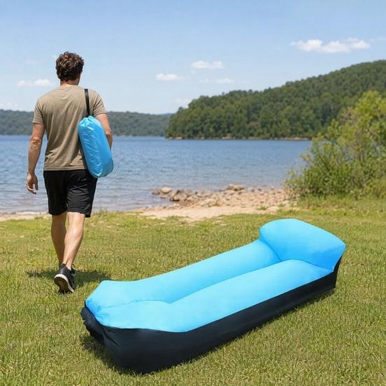Sofá de Aire Inflable para Exteriores, Sillón Inflable Plegable Portátil, Silla Tumbona de Aire Ergonómica Anti Fugas para Exteriores, Playa, Senderismo, Picnic
