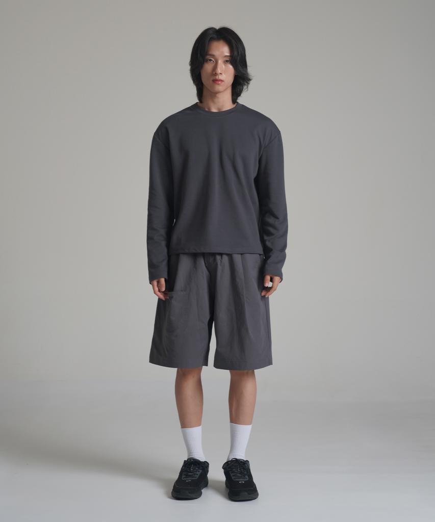 Noming Loose Fit Cropped Easy Long Sleeve - Charcoal