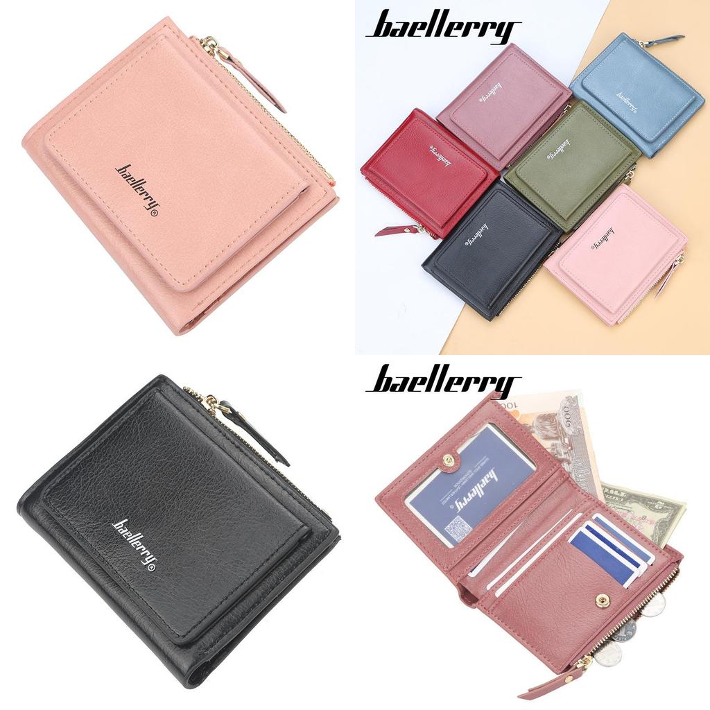 Pu Leather Short Zipper Wallet With Snap Closure For Daily Use