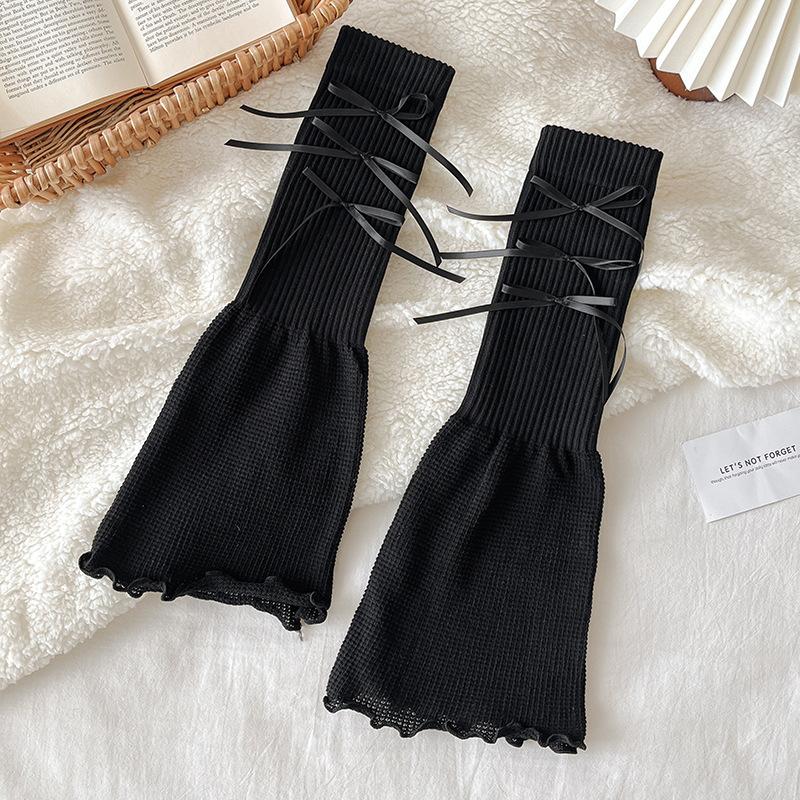 Winter Sweet Bow Lace Leg Warmers Lolita Y2K Bow Design Thermal Ruffle Stacking Ankle Socks For Women Girls Layered Warm Socks