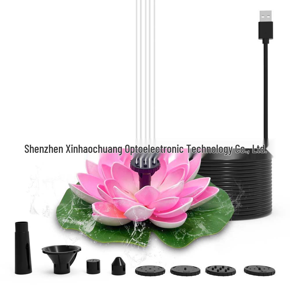 

Floating Lotus Solar Garden Fountain: Outdoor Pond Water Feature with Lotus Leaf and Flower Design