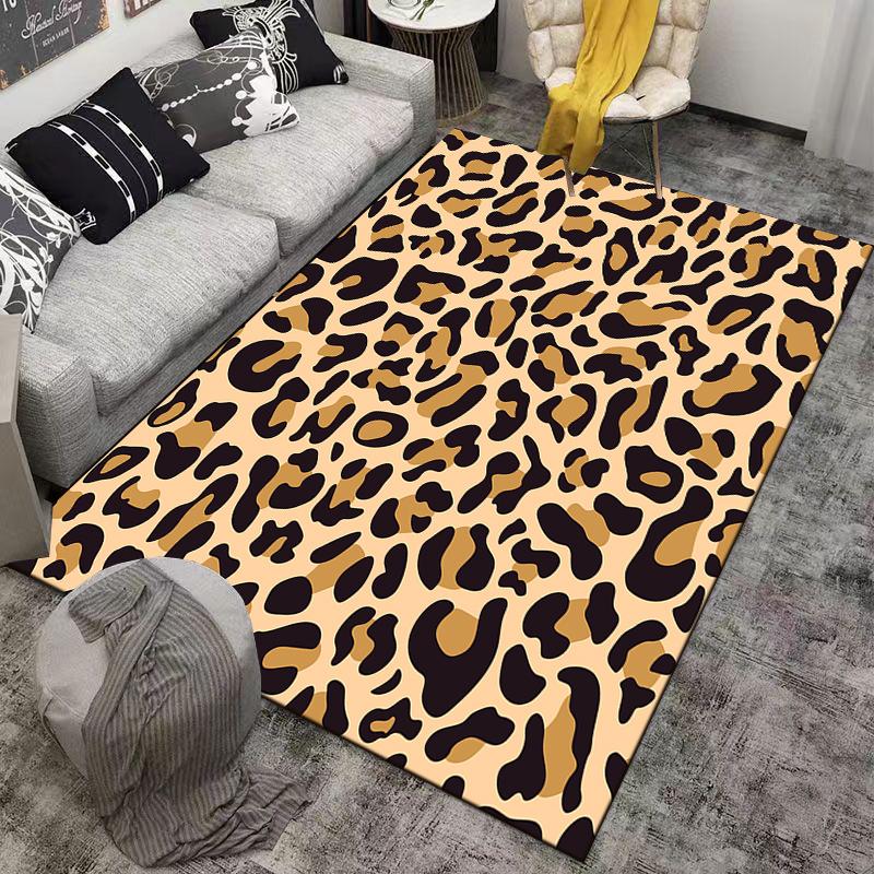 Leopard Print Pattern Carpet with Black Spots on Tan Background for Home Décor. Suitable for use as an anti-slip    for    room and bedroom sofas