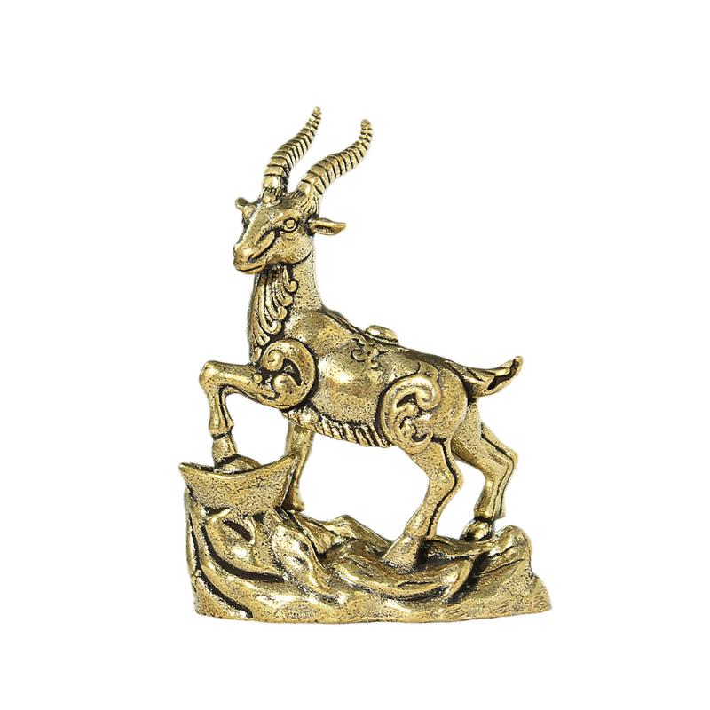 Moedas Feng Shui Vintage Estátua de Bode Ornamento de Mesa Decoração de Casa Acessórios de Artesanato Figura de Animal do Zodíaco da Sorte