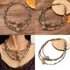 Leopard Print Multilayer Necklace With Geometric Design For Women Fashion Accessories