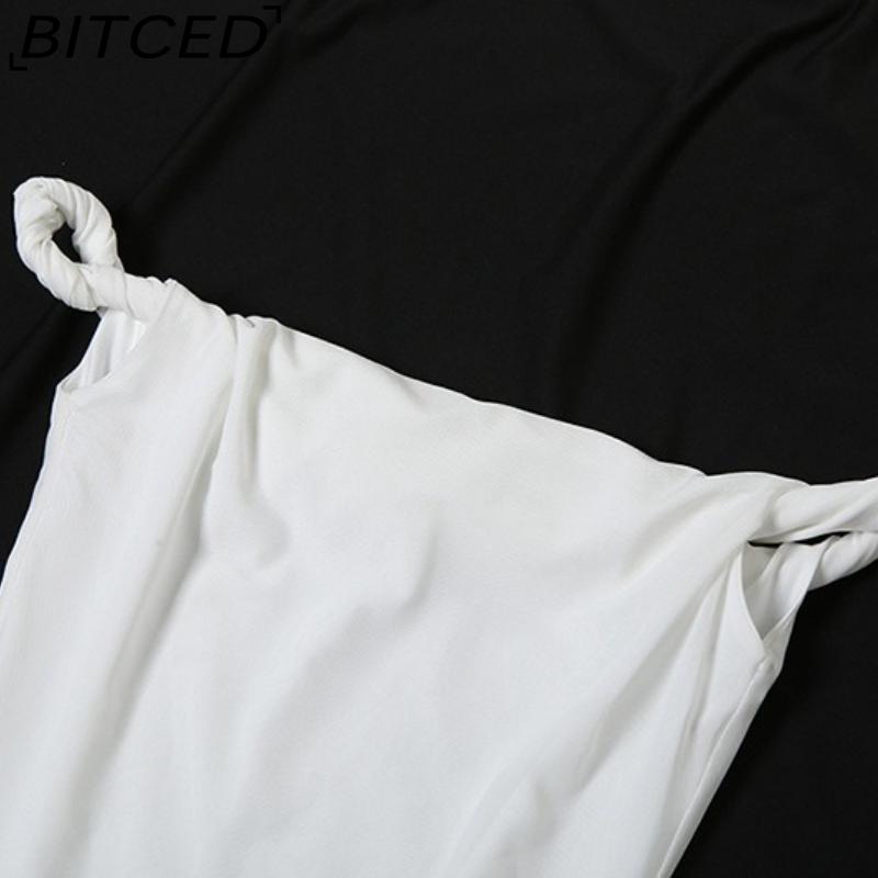 BITCED Spring Women's Solid-Colour Slim-Fit Streetwear Off-the-Shoulder Sleeveless Backless Top