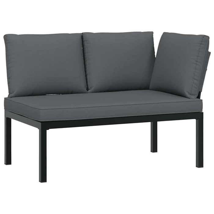 VidaXL Salon de jardin 4 pcs avec coussins noir aluminium, ensemble de canapés de jardin, ensemble de canapés de patio, 3283706