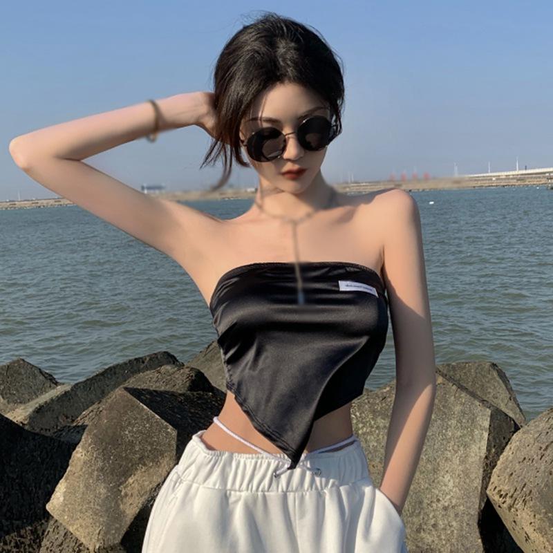 Exterior Wear Vest Female Irregular Satin Strap Scarves Tube Top