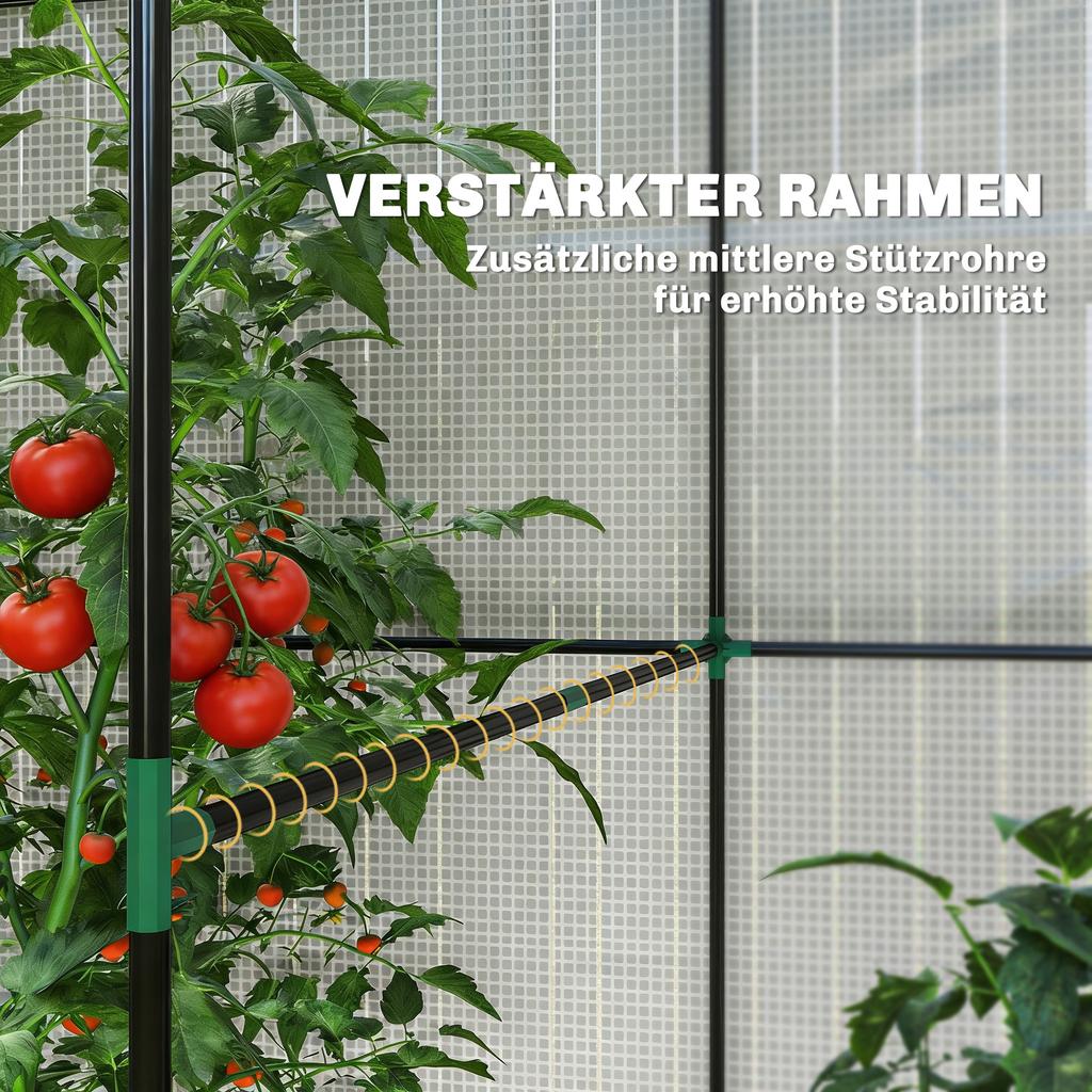 Loop-in Kas, Buiten Tomatenkas met Roldeur en Gaasramen, PE Afdekking, 200 x 140 x 200cm, Wit