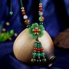 Collar de Flor de Ágata Verde Vintage para Mujer GEMCHIC Estilo Étnico Gargantilla con Borla de Cuentas de Cristal Joyería