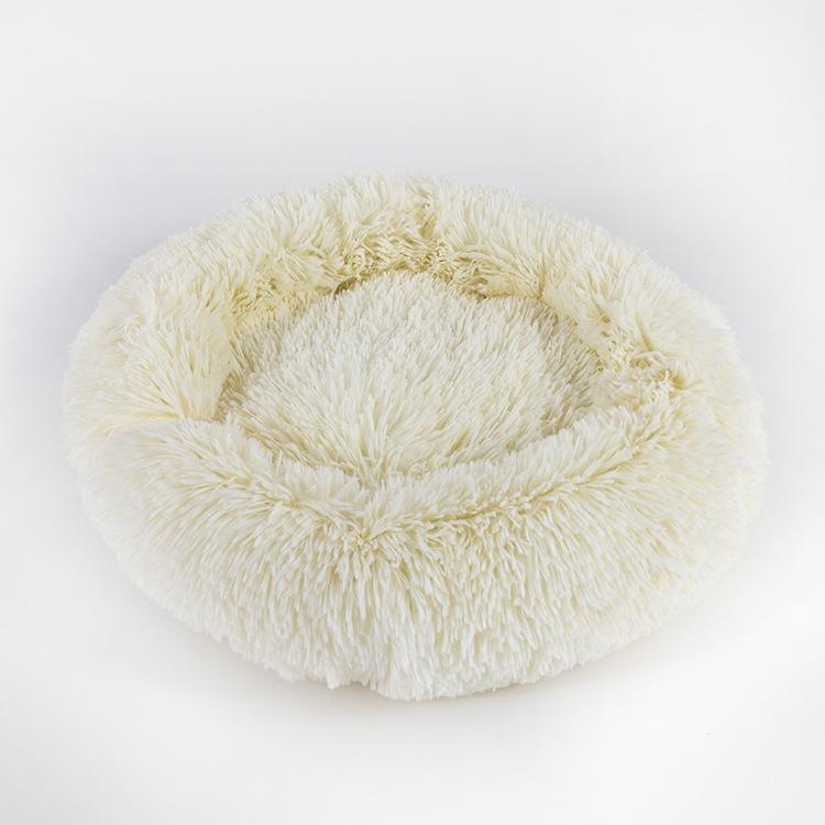 Rotondo Peluche Letto per Cani Casa Tappetino per Cani Inverno Caldo Dormire Gatti Nido Morbido Lungo Peluche Cesto per Cani Cuscino per Animali Domestici Forniture per Animali Domestici Portatili
