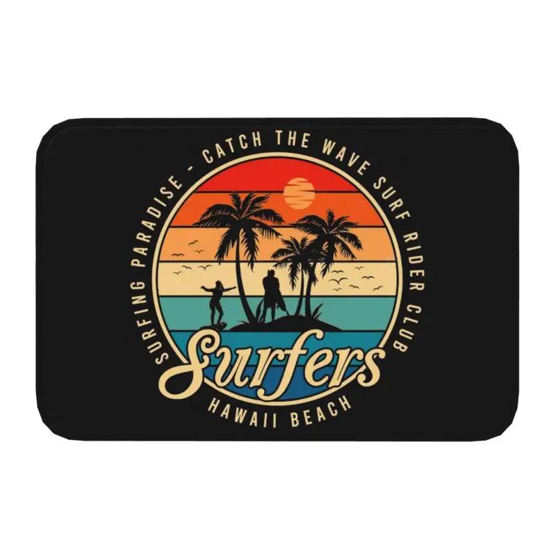 Retro Surfing Front Door Mat Anti-Slip Outdoor Absorbent Summer Beach Surfer Doormat Kitchen Balcony Entrance Rug Carpet