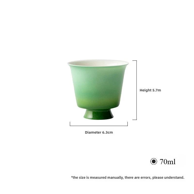 Spring Collection Jade Clay White Porcelain High Foot Tea Cup Kung Fu Tea Set Household Jade Green Ceramic Tasting Cup