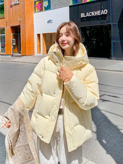 Women's 2025 Winter Korean-Style Hooded Down Jacket - Petite, Thick, and Warm White Duck Down Coat