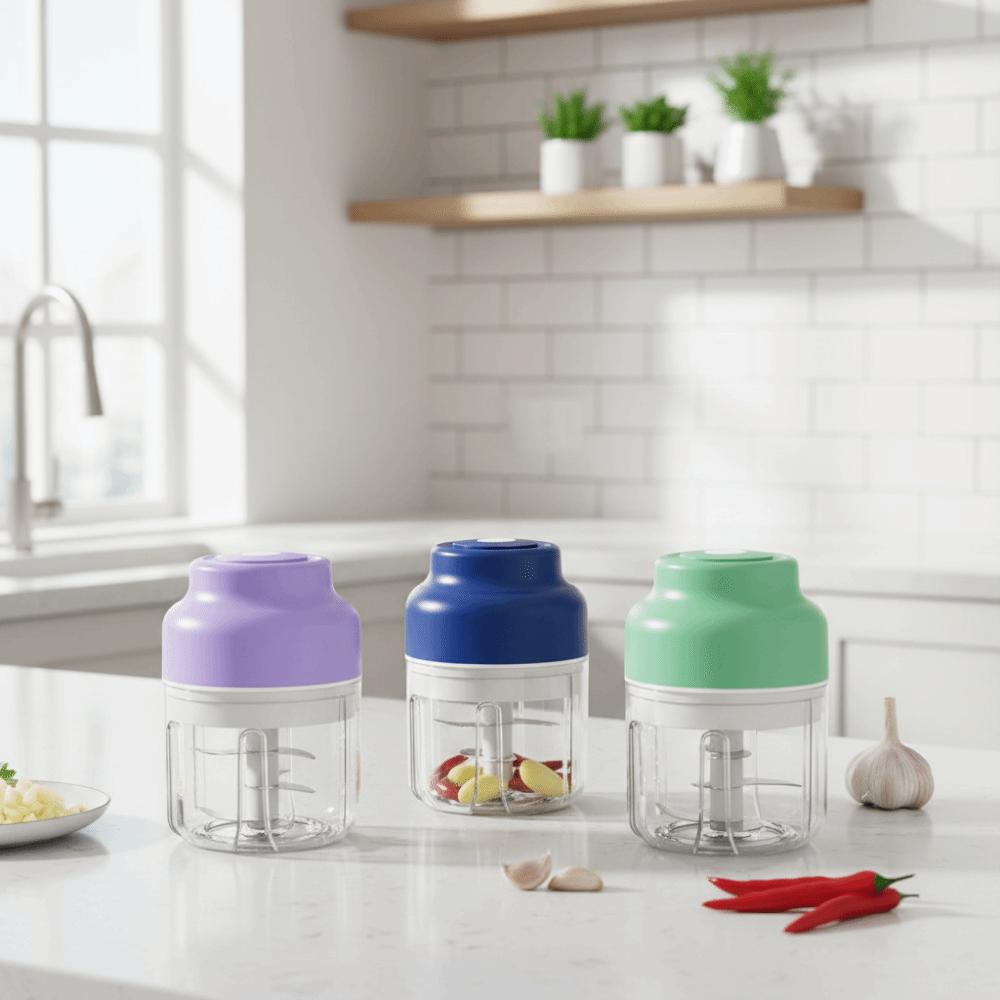 6 Stainless Steel Blades Electric Garlic Chopper 320ml Garlic Puller Meat Mincer  for Home