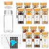 12 Pcs Glass Spice Jars with Bamboo Lids Include with Minimalist Spice Labels Stickers Collapsible Funnel Kitchen Spice Jar Set