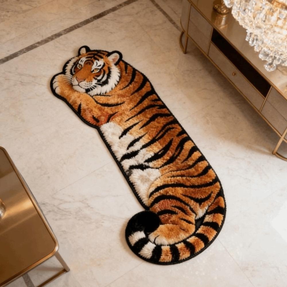 2D Flat Tiger Doormat Water-absorbing Bedside Rug Unique Bedroom Carpet  Home Decor