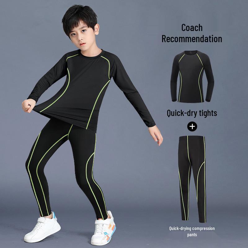 Children's Quick-Drying Sports Suit: Boys Basketball Compression Shirt & Football Base Layer for Spring Training