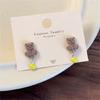 Coffee Flocking Bear Earrings Comfortable Ear Studs Student Fashion Accessories for Daily Commute or Social Event