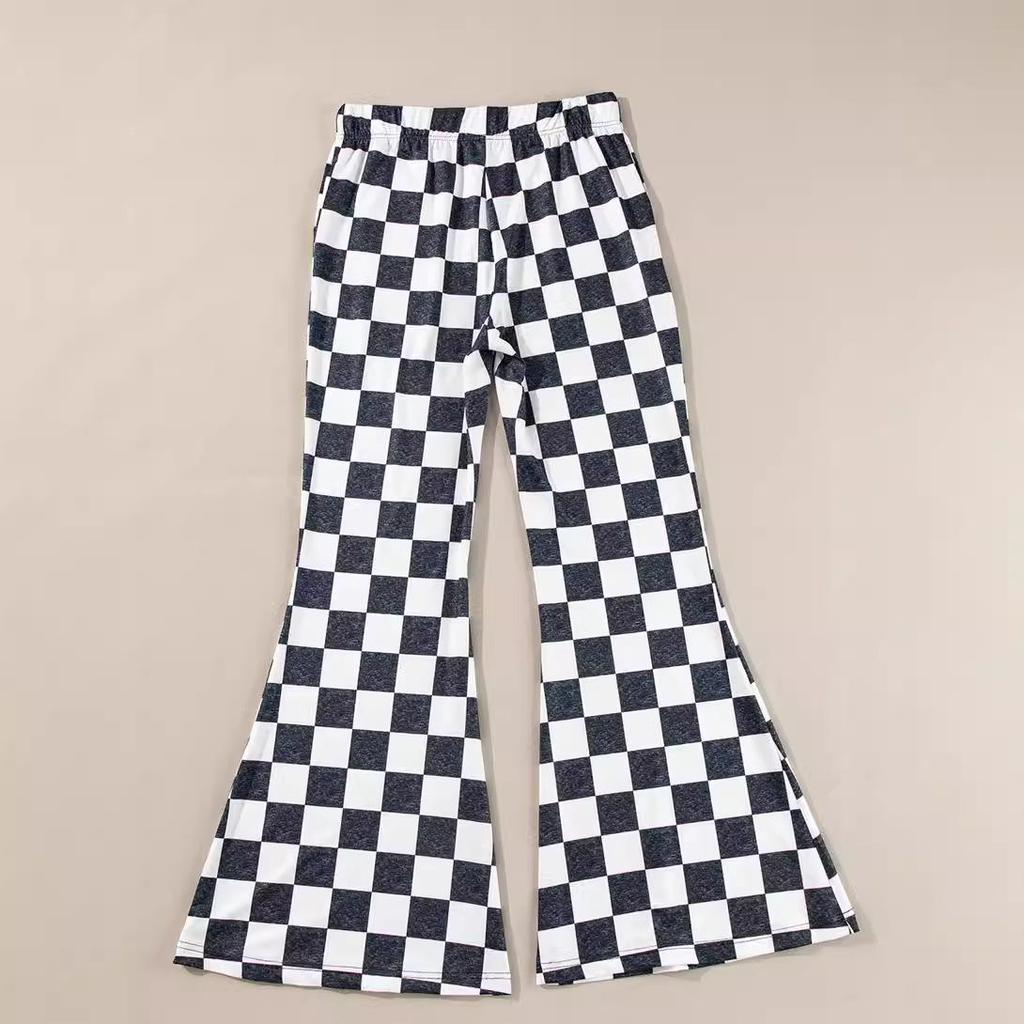 Shiying Checkered High Waist Wide Leg Pants - Casual, Fashionable, Versatile, Simple European and American Style.