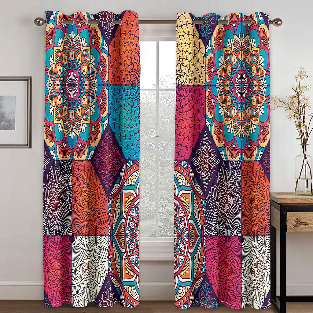 3D Bohemian Style Mandala Curtains 2 Panel Luxury Living Room Bedroom Den Kitchen Home Decor Curtains