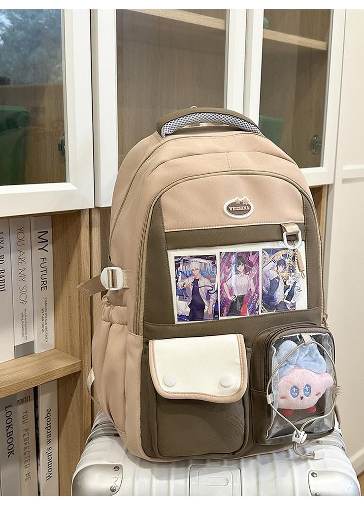 Schoolbag Japanese new high-value fresh and sweet contrasting splicing backpack junior high school students lightweight large-capacity backpack