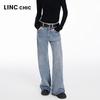 Jinyujie Women's S241JE397Y High-Waist Relaxed Straight-Leg Jeans