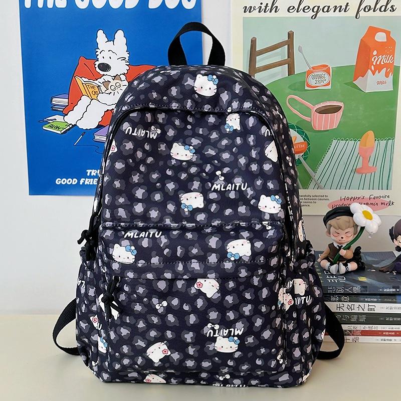 Schoolbag Korean version ins new high-value niche retro fresh leopard print backpack junior high school students lightweight travel backpack