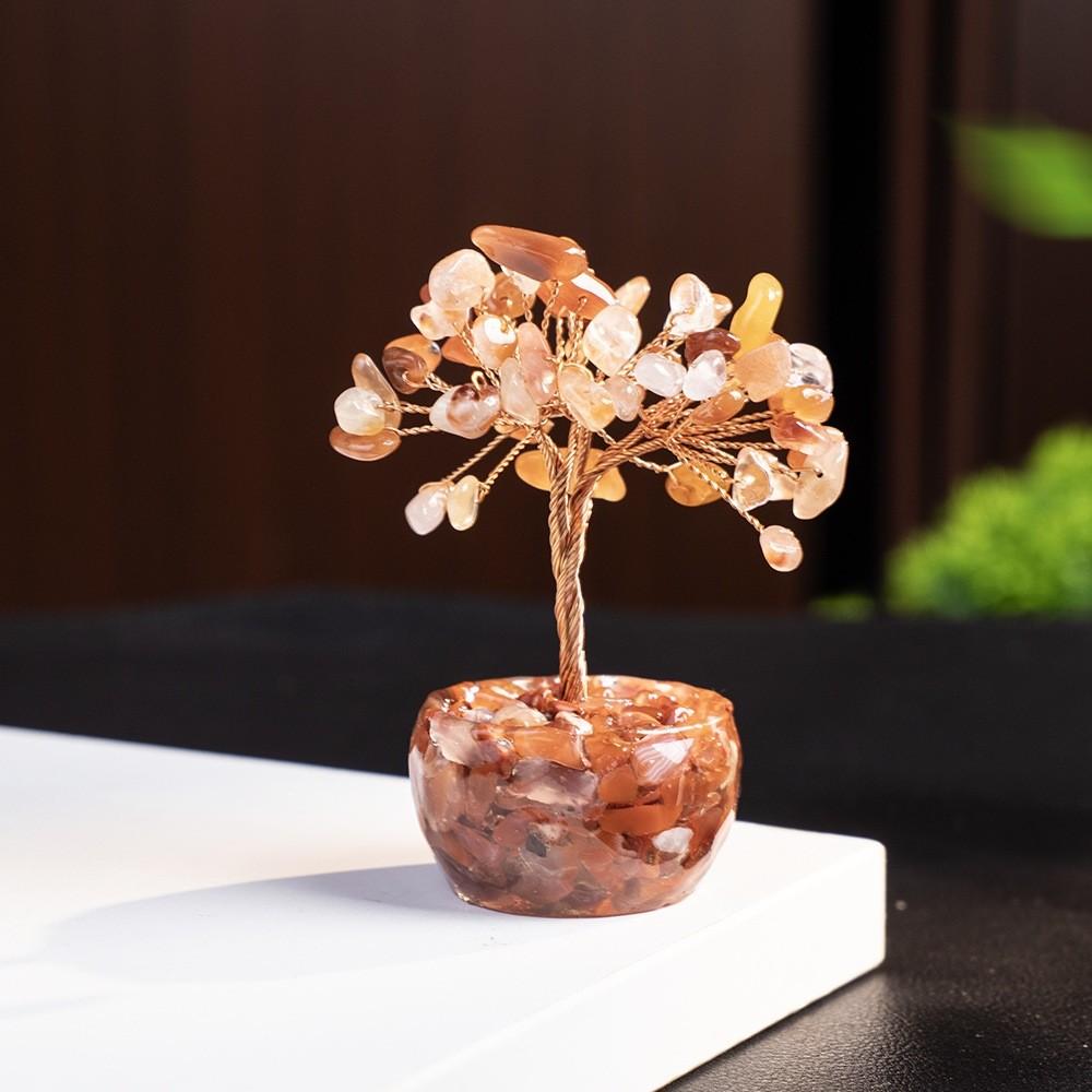Crystal Money Tree Miniature Decor With Natural Gemstones For Feng Shui Wealth