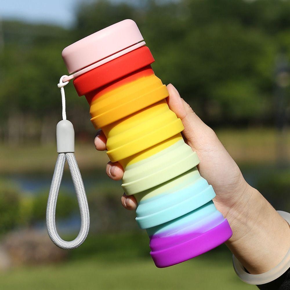 500ML Folding  Silicone Water Bottle Retractable Foldable Drinking Cup  Cycling
