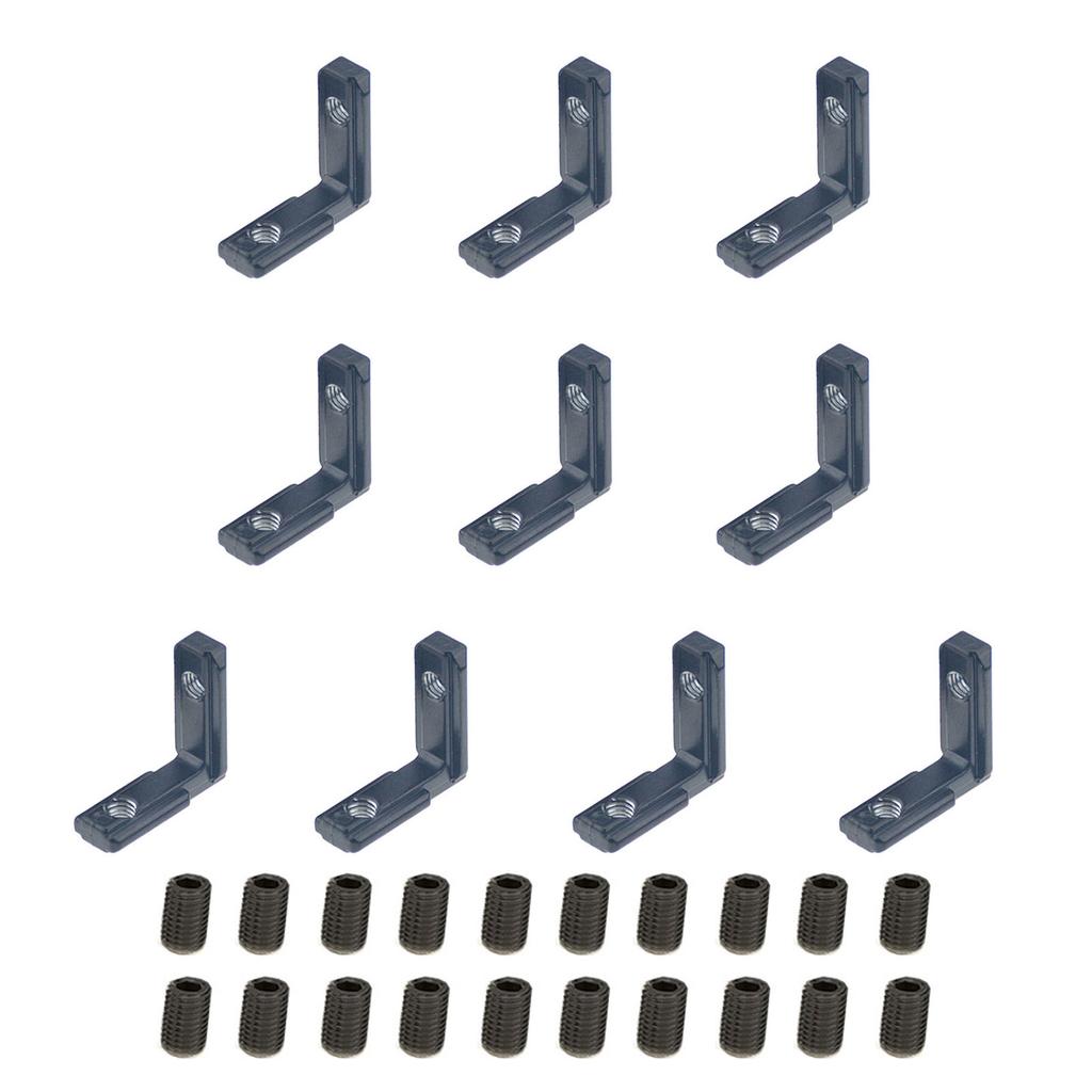 Balení 10 úhelníků Vnitřní rohový spojník se šrouby Úhelníkové spojky ve tvaru L Jednoduché použití pro profily s T-drážkou