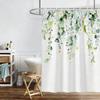 White Gardenia Watercolor Floral Waterproof Shower Curtain for Bathroom Decor